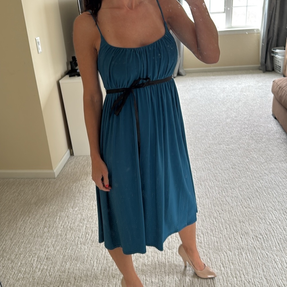 Daisy Fuentes Teal blue midi dress